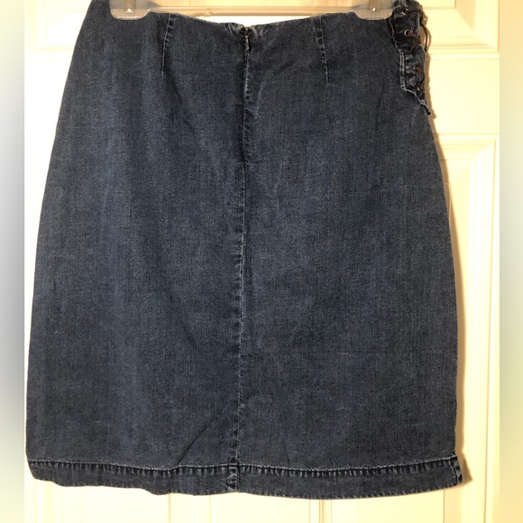 Dakini Denim Skirt w/side leather lace up and . Size 6. - Picture 3 of 5